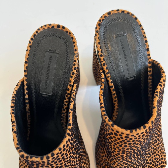 Alexander Wang Brown/Black Animal Print Suede Avery Block Heel Mules Size 38 - Picture 7 of 12